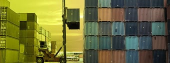 Container terminal in the evening