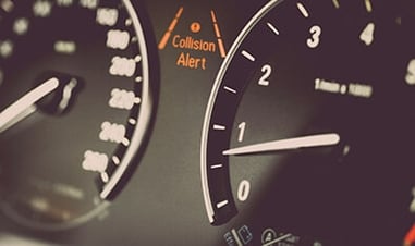 Automotive speedometer with ADAS collision alert