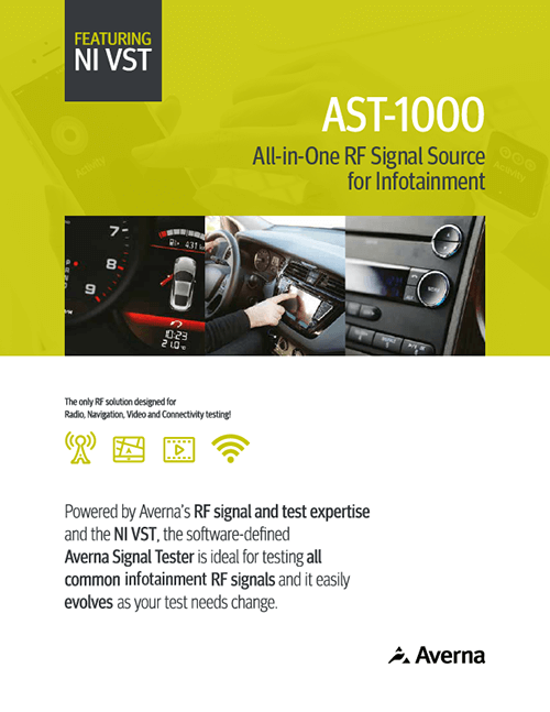 Umschlag der AST-1000 All-in-One Infotainment RF Signal Source Broschüre