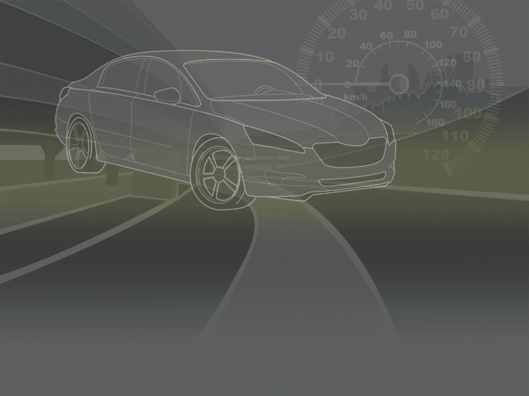 ADAS安全レーダーを使用した描かれた車のイメージ 