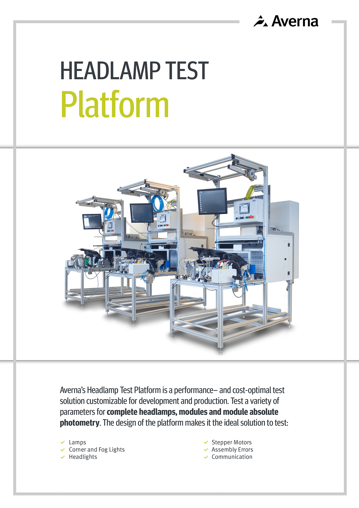 Cover of Brochure about Headlamp Test Platform