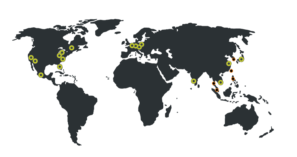Averna map shoowing worldwide office locations