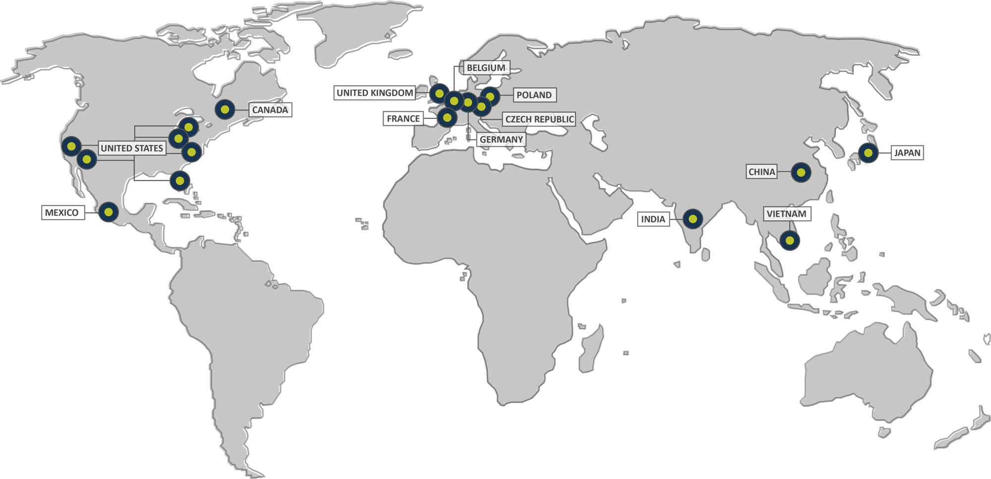 Map of the Global Spherea Group Locations Map of the Global Spherea Group Locations