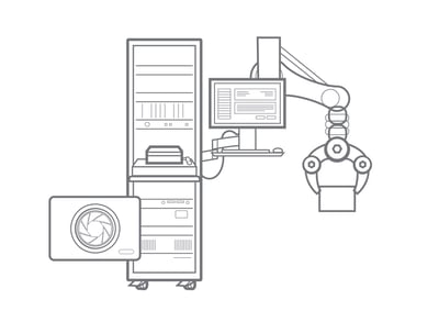 Illustration of an automated tester with a robotic arm