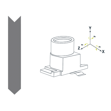 Drawing of the alignment step in the active alignment process for camera modules.