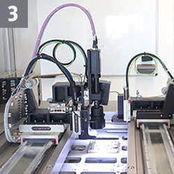 Teststation für physische Ausrichtung und Positionierung