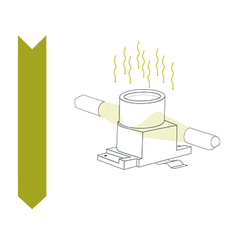 Drawing of the Curing step in the active alignment process for camera modules.