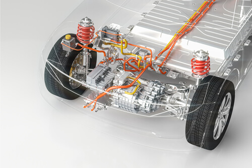 Close-Up of EV Motor and Battery