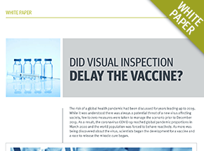 cover of a white paper about visual inspection of vaccine vials