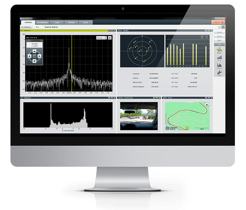 Monitor mit RF-Studiosoftware von Averna
