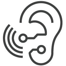 Symbol mit Hörgerätskizze