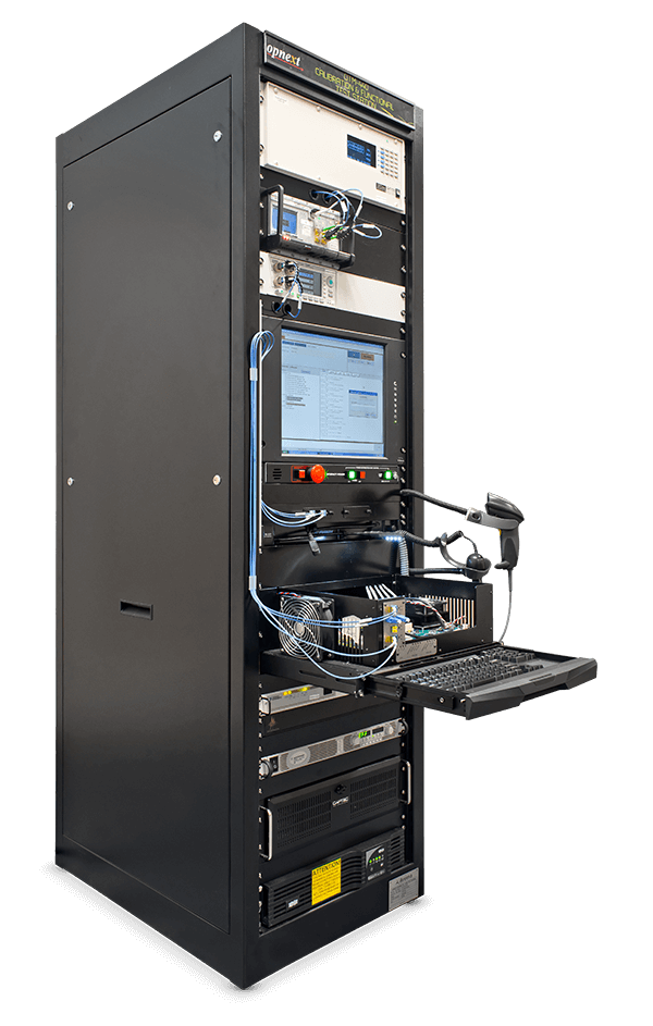 Picture of the final tester for 40G Optical Subsystems and diagram of the results