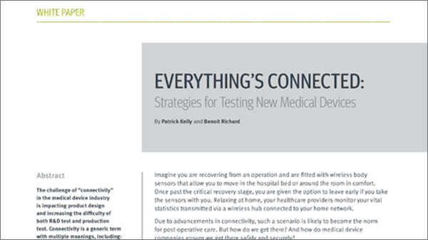 Couverture du livre blanc - Tout est connecté - Stratégies pour tester les nouveaux dispositifs médicaux