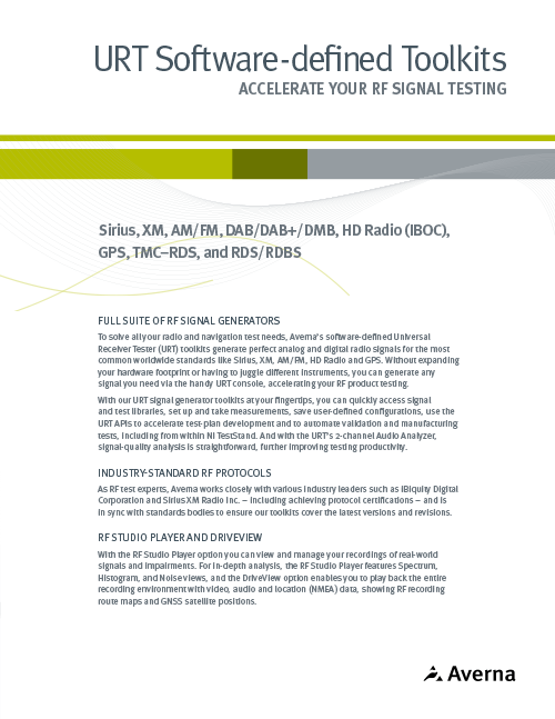 URT-RF-Signal-Toolkits für Sirius, GPS, TMC und mehr