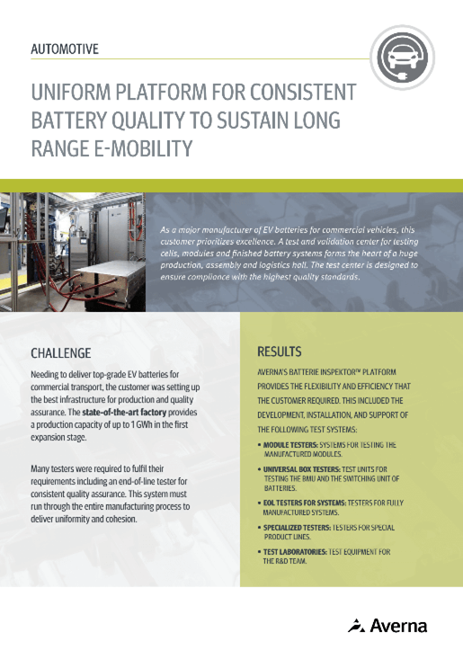 Broschüre zu Fallstudie für EOL-Batterietester