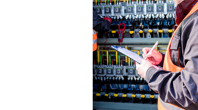 image of experts checking operating voltage solar panels