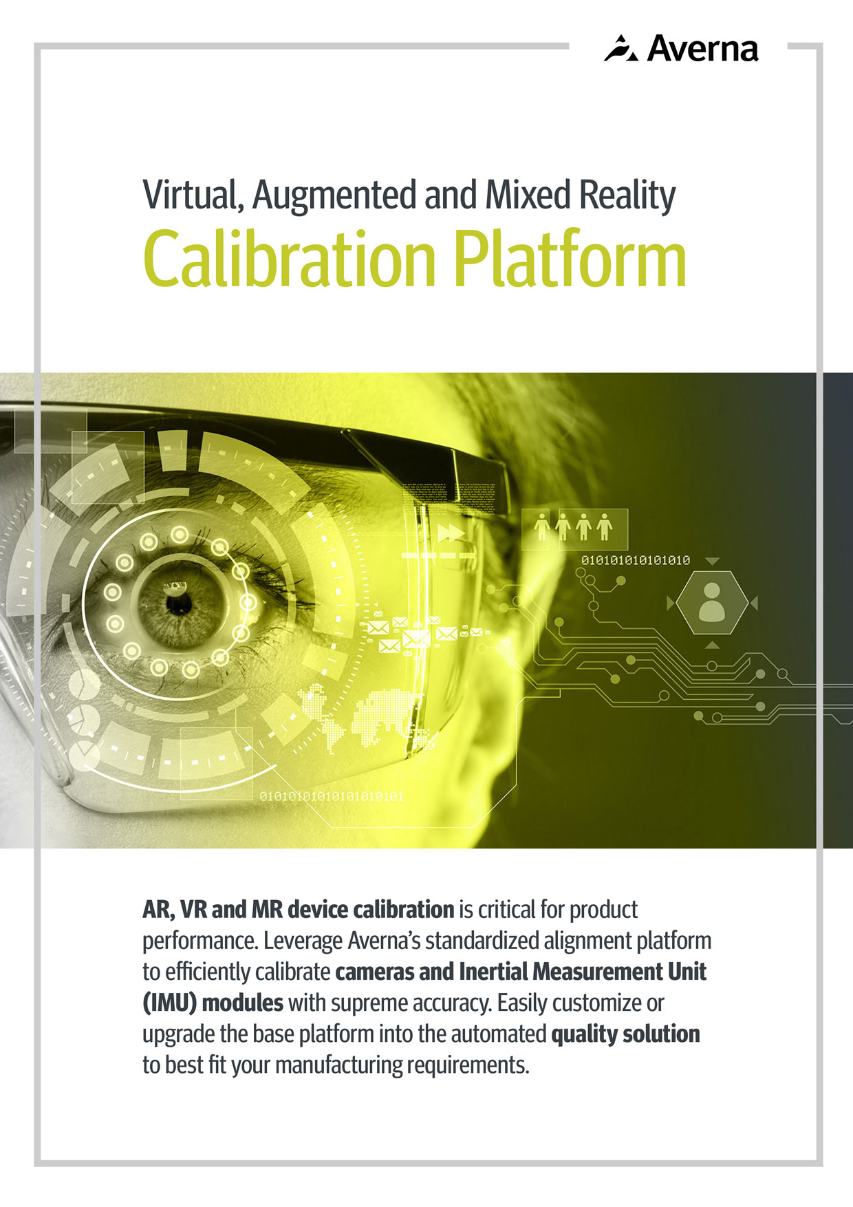 Cover of the VR/AR/MR Calibration Platform Brochure