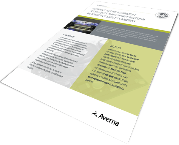 Broschüren-Cover – Avernas aktive Ausrichtungstechniken ermöglichen hochpräzise Sicherheitskameras für die Automotive-Branche